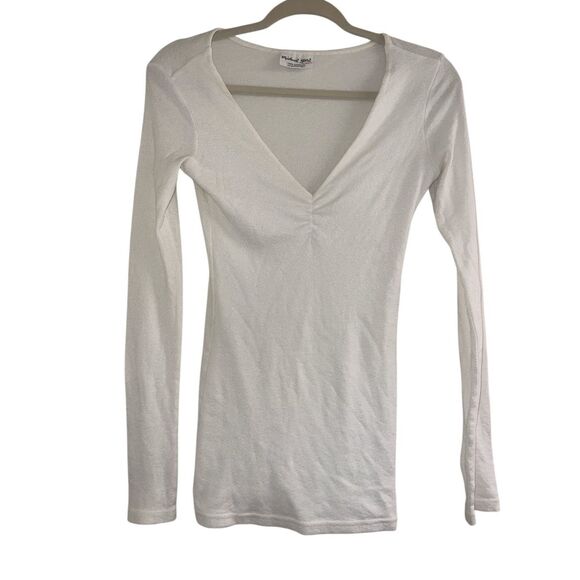 ✨Michael Stars Long Sleeve Ruched Neckline The Original Sz OZ Tee✨ - Picture 1 of 6